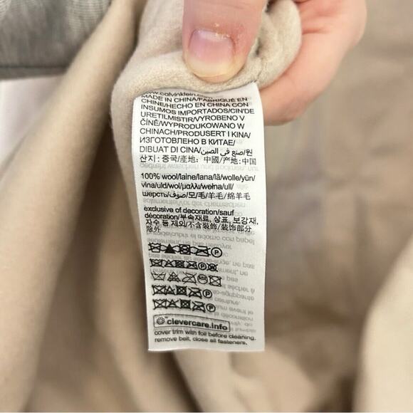 NWT $599 Calvin Klein 100% Wool Belted Long Line Wrap Winter Coat Size Large - Picture 15 of 15